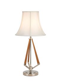IL32959PN/CR  Hilton Table Lamp, 1 Light E27, Polished Nickel/Taupe Wood/Cream 35.5x27cm Shade